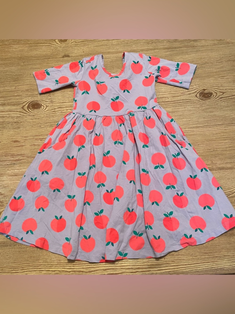 Hanna Andersson Apple Print Short Sleeve Skater Dress size 6/7